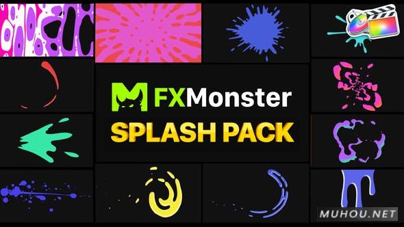 Splashes Pack 液体叠加飞溅形状FCPX/Motion视频模板插图