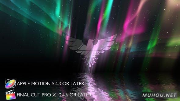 Aurora Lights Logo - Apple Motion宇宙射线灵感浅天空 FCPX/Motion视频模板插图
