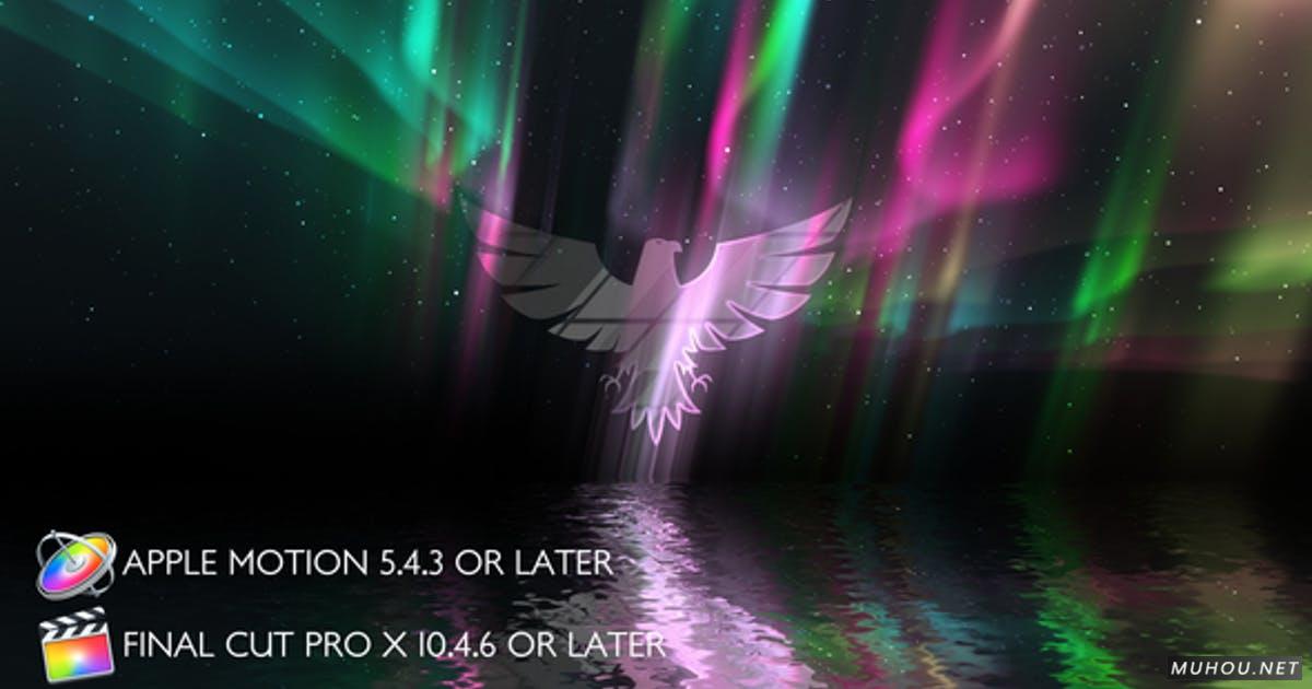 Aurora Lights Logo - Apple Motion宇宙射线灵感浅天空 FCPX/Motion视频模板