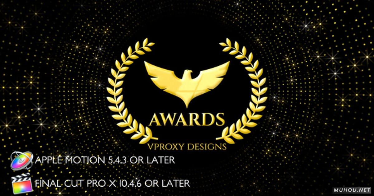 金色logo奖项闪光标志Apple Motio FCPX/Motion视频模板