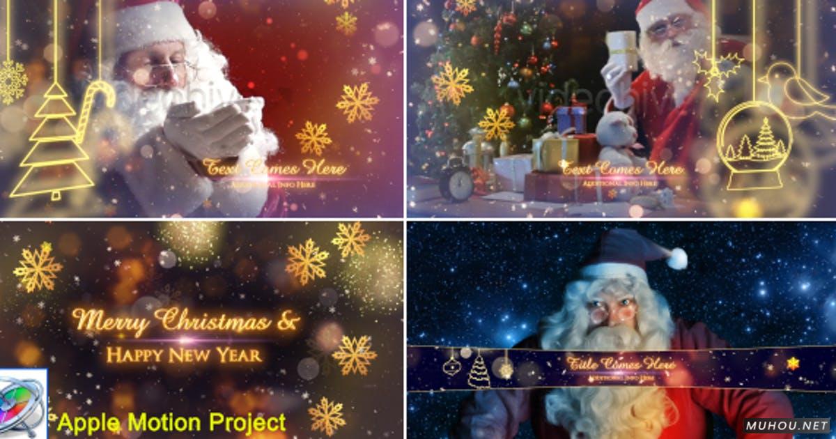 圣诞庆祝活动新年快乐促销包FCPX/Motion视频模板