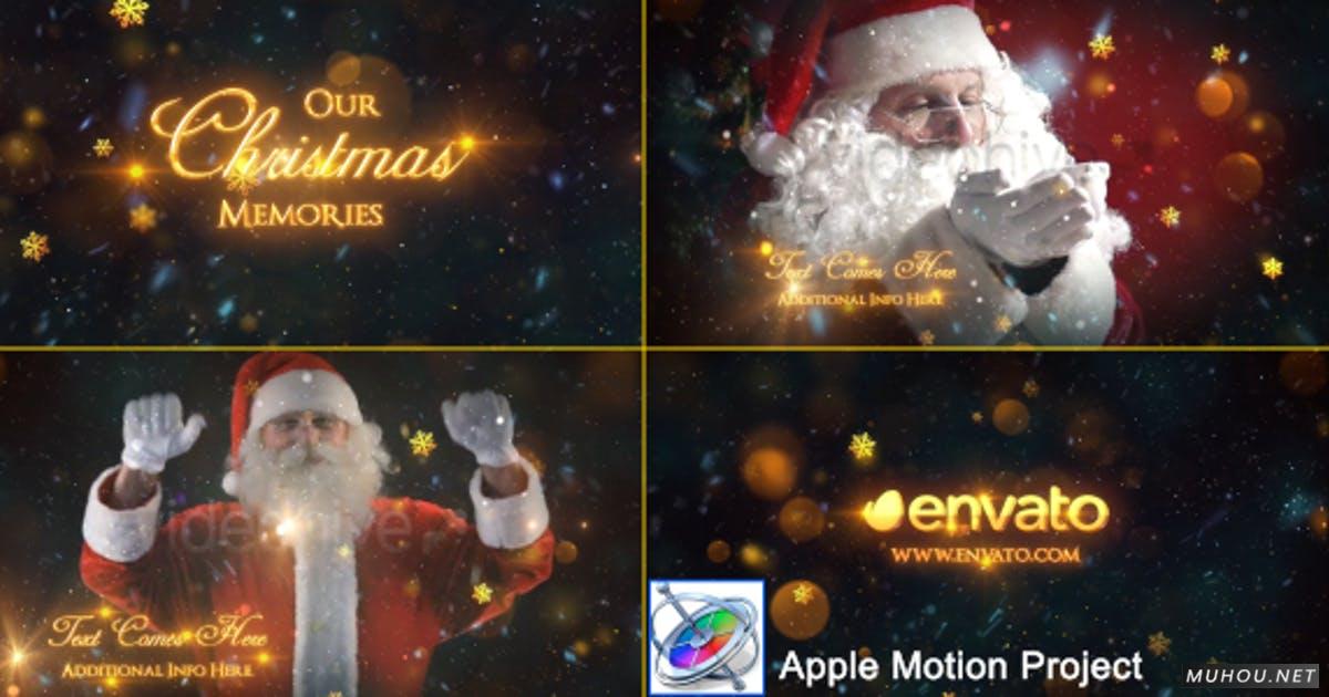 圣诞老年人雪花回忆幻灯片FCPX-Apple Motion/Motion视频模板