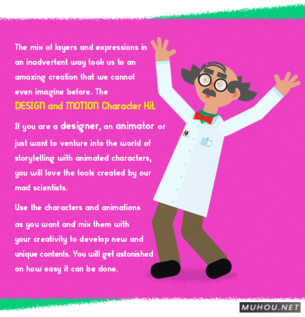 二维卡通多职业人物角色动作绑定场景动画包 Design and Motion Character Kit插图2