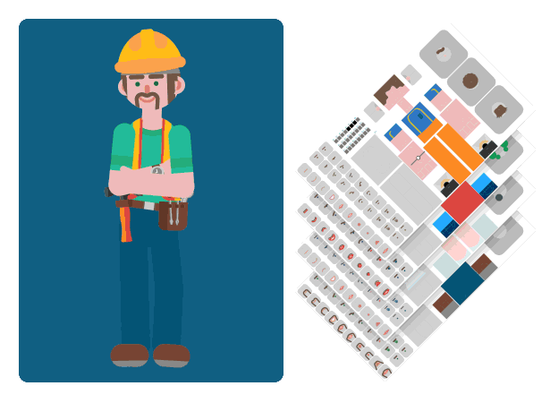 二维卡通多职业人物角色动作绑定场景动画包 Design and Motion Character Kit插图5