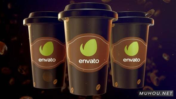 咖啡杯三维动态LOGO片头视频AE模板插图