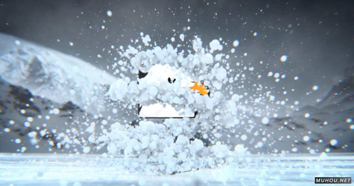 3D冰雪覆盖粒子LOGO视频AE模板