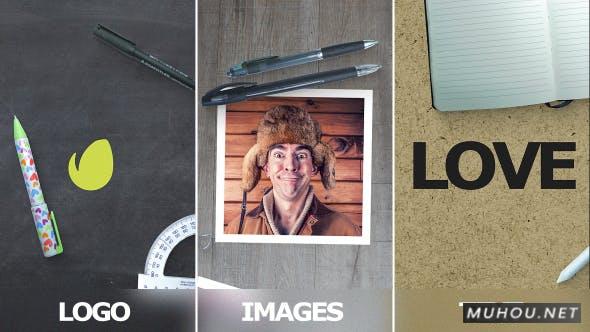 创意片头办公桌书桌logo图片视频AE模板插图