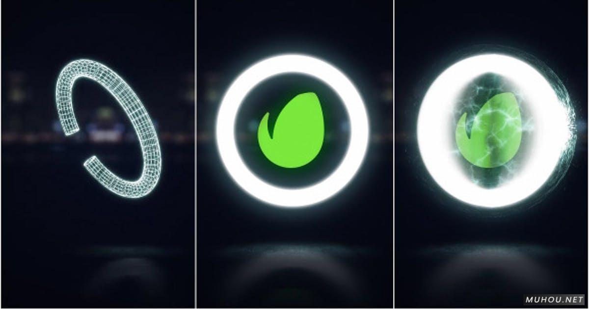 午夜发光LOGO粒子光环标志显示视频AE模板