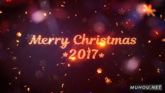 圣诞节标题金色雪花粒子视频AE模板（时间可修改）插图