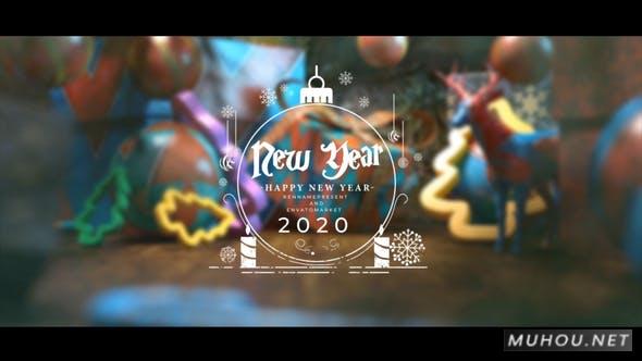 圣诞明信片2020节日片头视频AE模板（数字可修改）插图