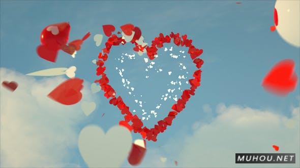 情人节贺卡浪漫天空玫瑰花视频AE模板插图