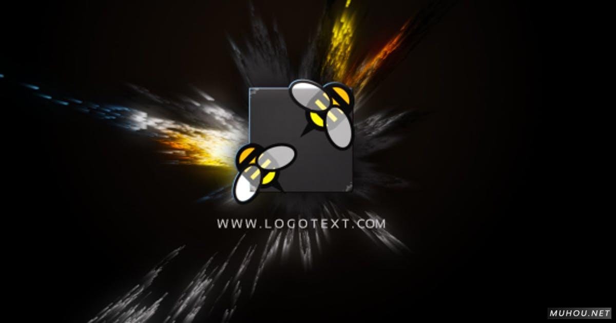 金色粒子爆破LOGO标志文本视频AE模板
