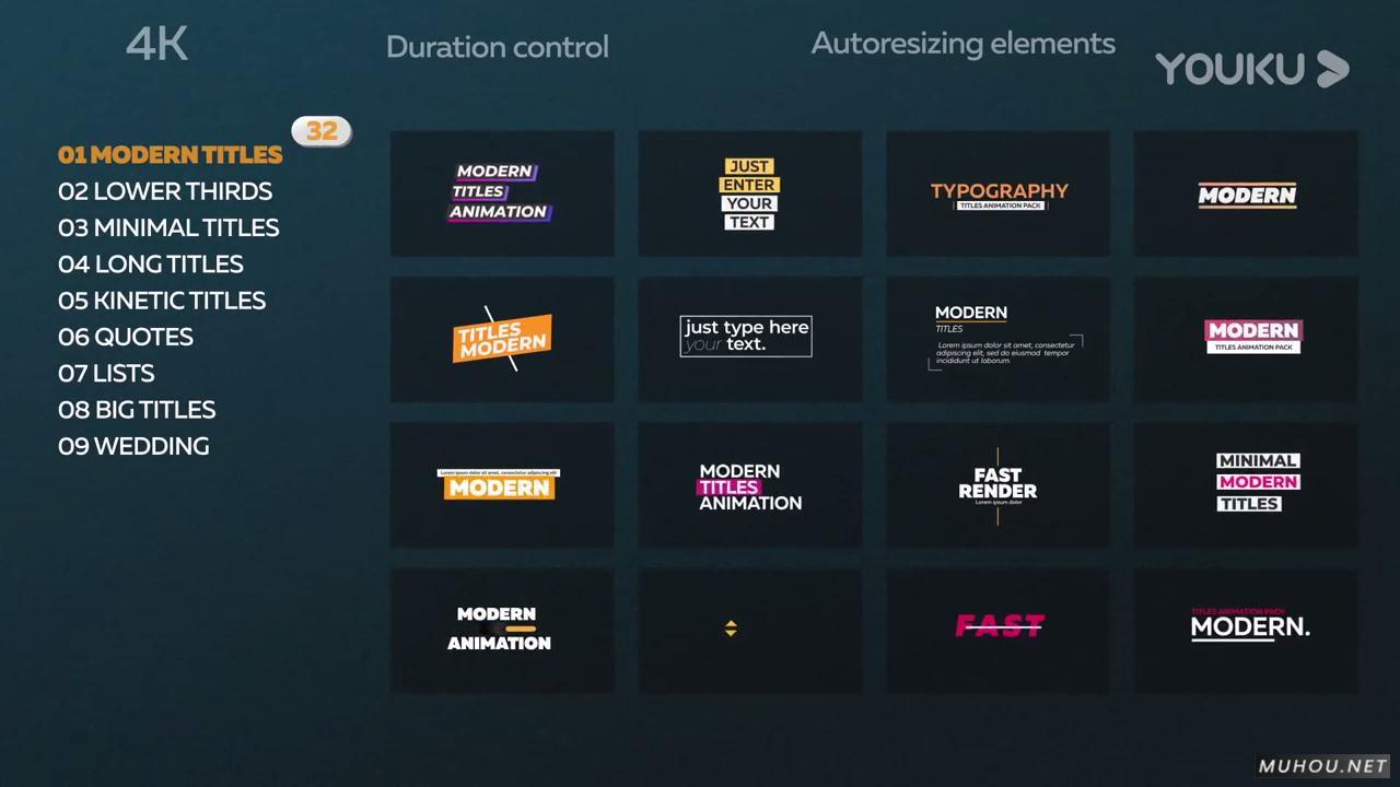 200种创意时尚简洁文本标题字幕排版动画AE模板视频素材 Titan Titles Animation Pack