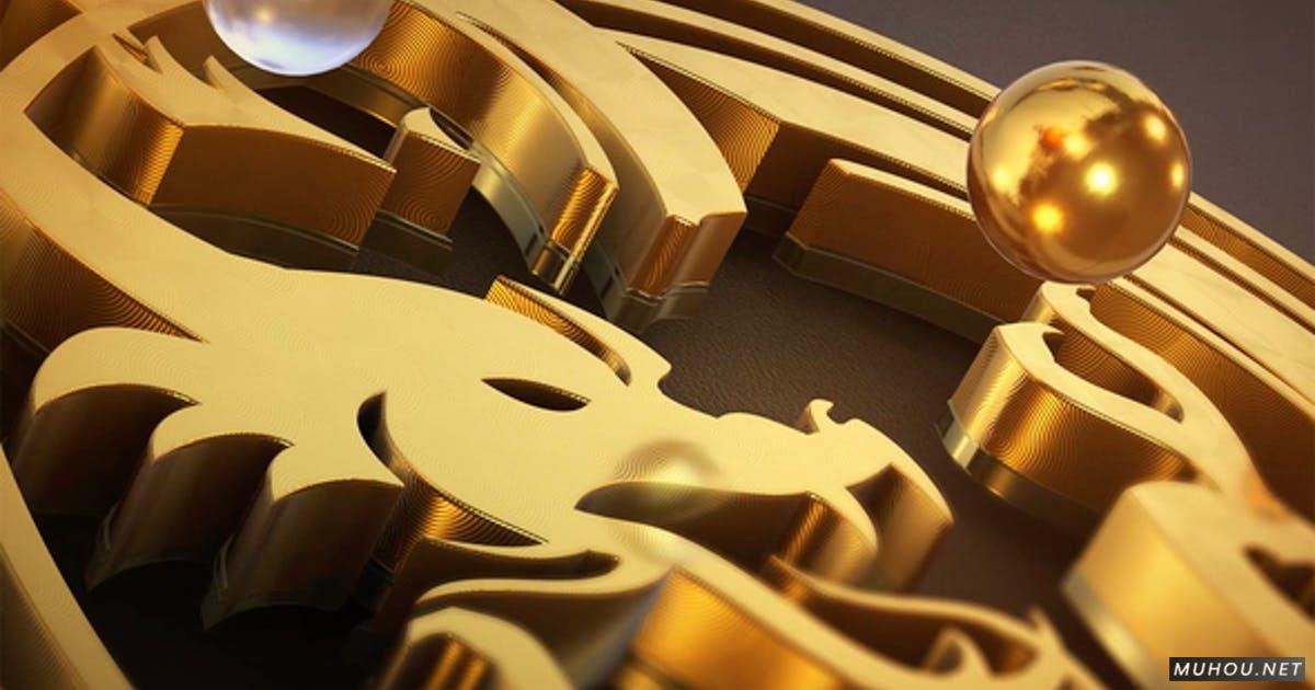 纯金标志3D浮雕logo视频AE模板