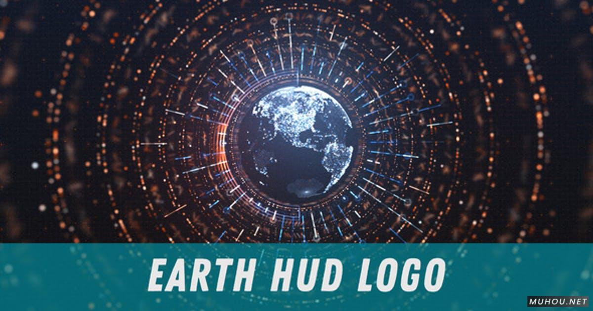 地球HUD超酷粒子LOGO标志AE视频模板