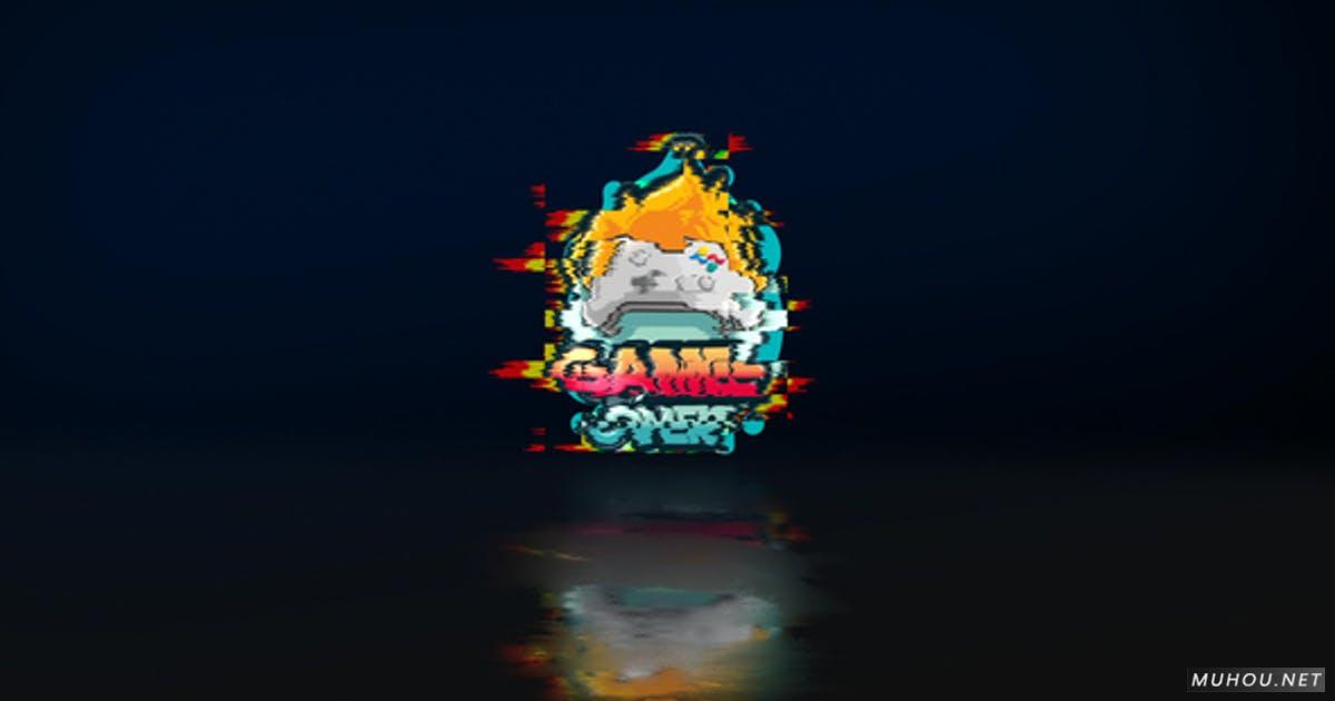 Glitch镜面反射LOGO标志游戏显示AE视频模板