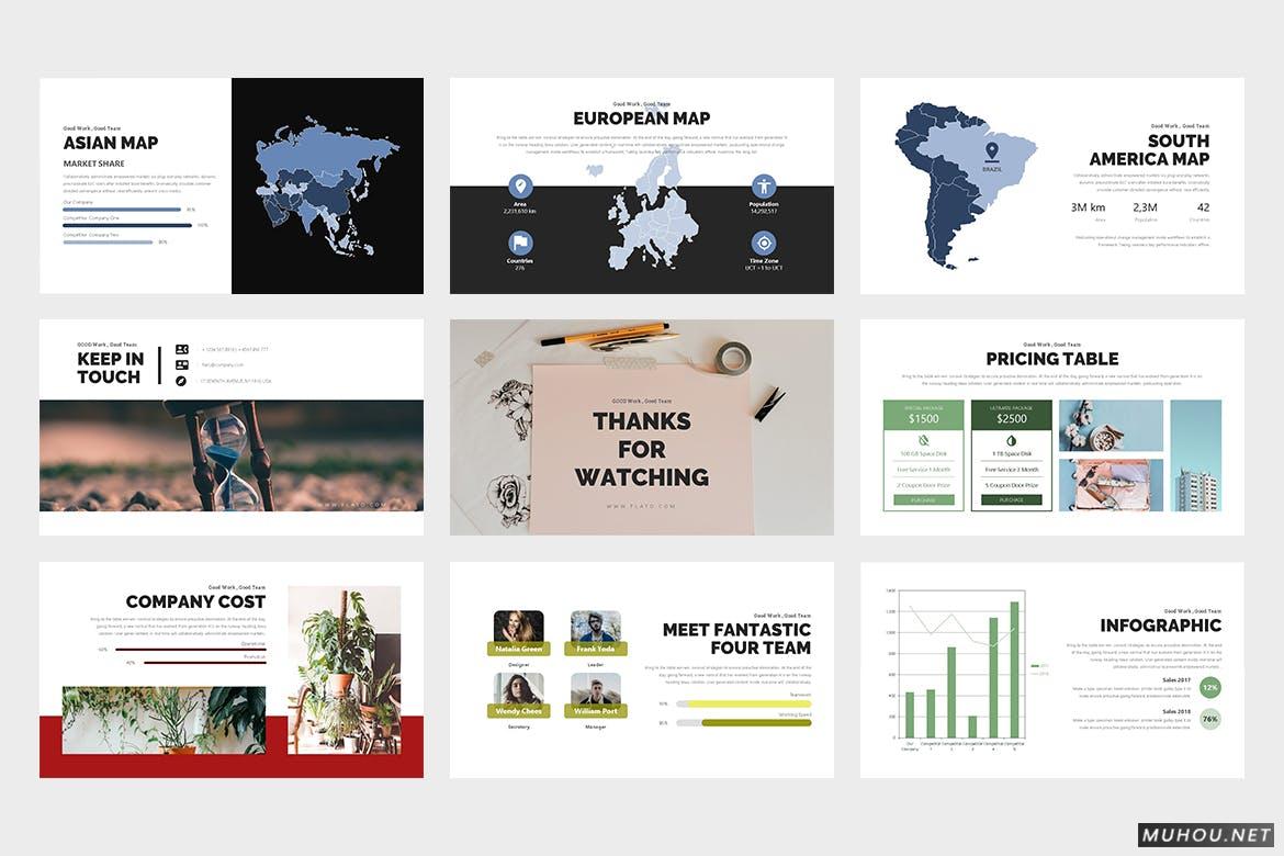 市场营销业务, 广告创意等方面的PowerPoint模板（PPTX）【附世界地图】插图6