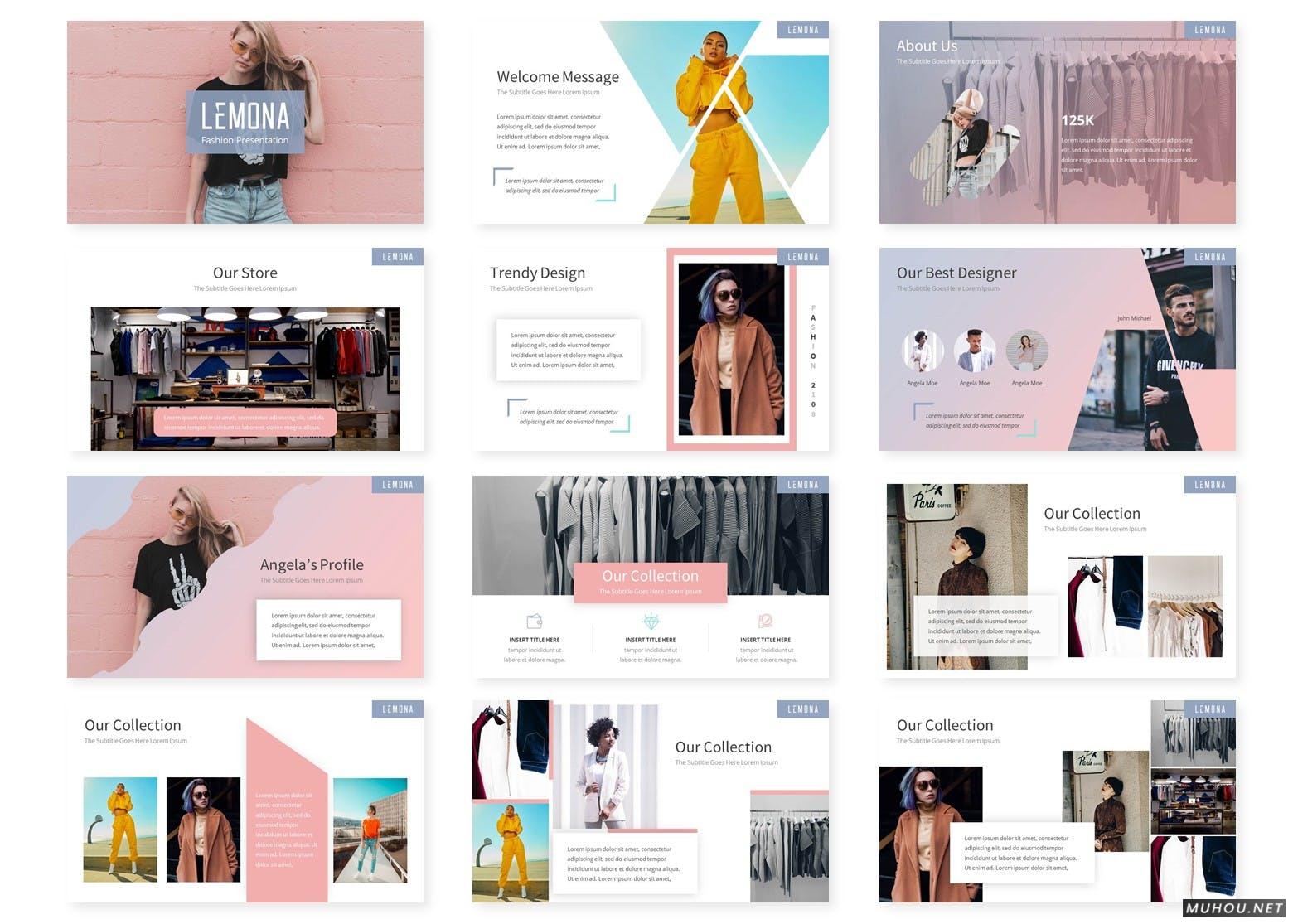 适用于服装设计以及其它设计方案的展示详细讲解的PowerPoint模板（PPTX）插图1