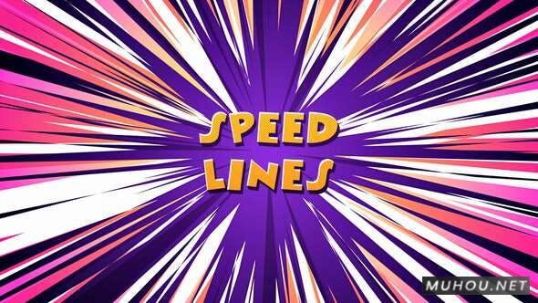 漫画卡通动漫风格彩色速度线动画AE模板视频素材 Speed Lines Backgrounds插图