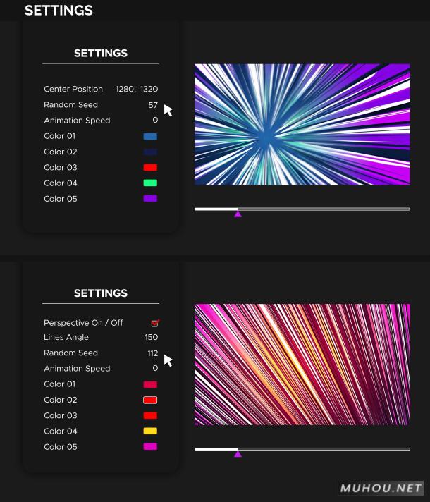 漫画卡通动漫风格彩色速度线动画AE模板视频素材 Speed Lines Backgrounds插图1