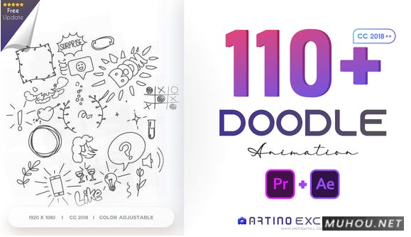 AE脚本-110卡通手绘涂鸦动画预设模板 Animated Doodles Pack破解版下载插图