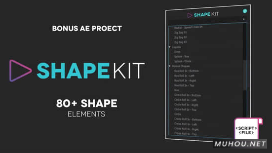 AE脚本-80种二维卡通圆圈线条爆炸过渡液体MG动画 Shape Kit Script破解版下载插图