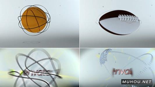 体育标志LOGO三维特效(美式足球橄榄球 \ 篮球)AE视频模板插图