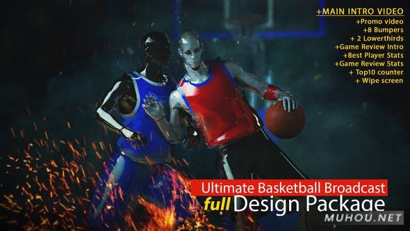 终极篮球介绍logo片头运动AE视频模板插图