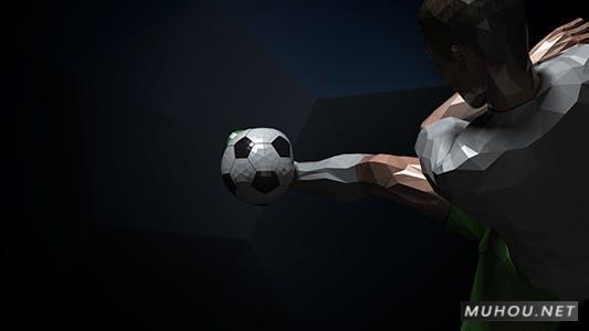 足球运动员像素化三维足球LOGO片头AE视频模板插图