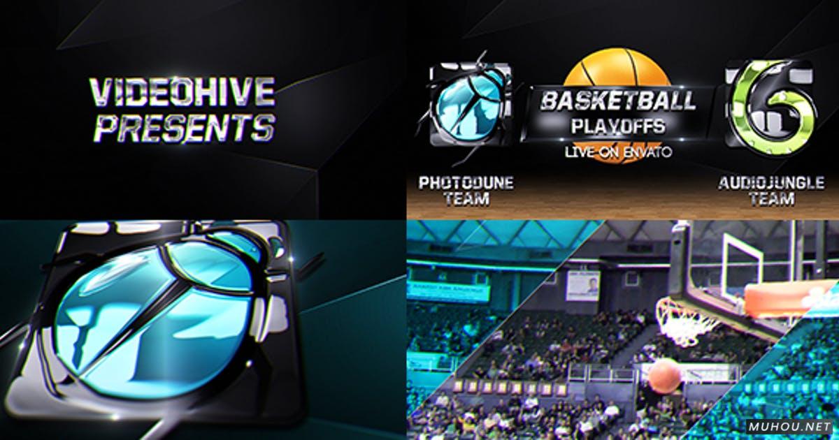 篮球运动场NBA体育馆片头LOGO AE视频模板