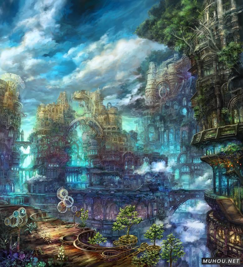 只存在于幻想世界的风景插画作品插图1