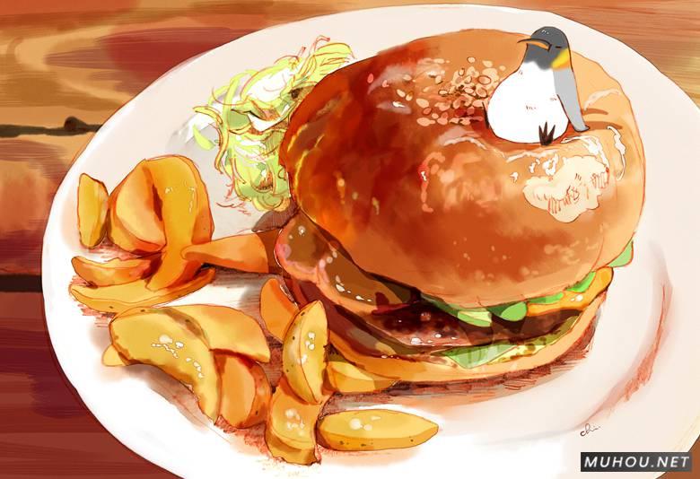 巨无霸的汉堡包美食插画