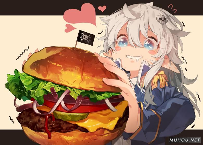 巨无霸的汉堡包美食插画