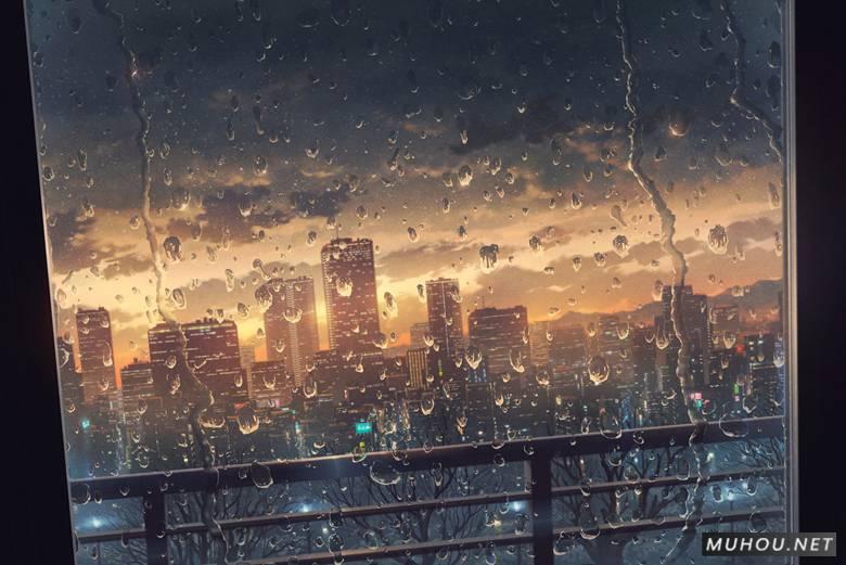 隔着玻璃窗看外面的风景