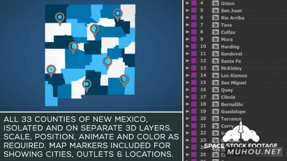 新墨西哥州地图套件视频AE模板插图