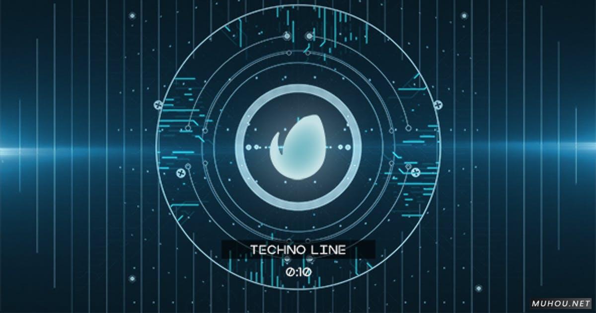 Techno全息投影未来线圈logo标志视频AE模板