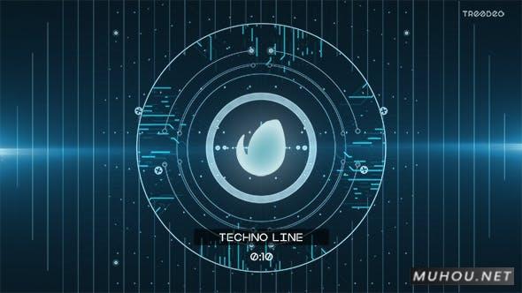 Techno全息投影未来线圈logo标志视频AE模板插图