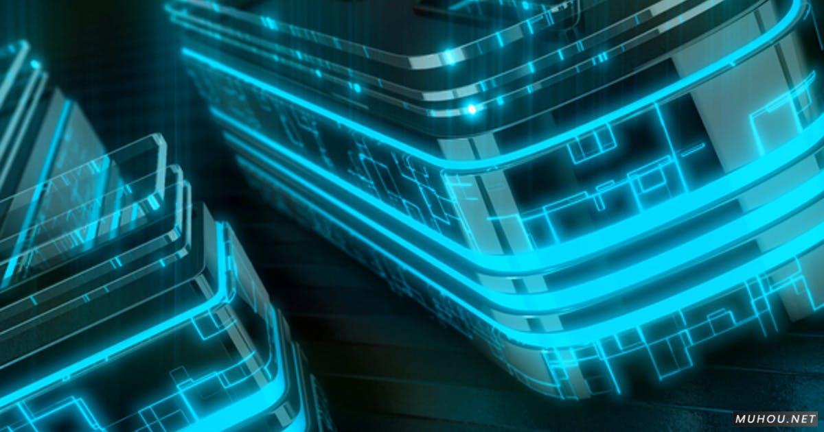 Neon Techno Logo_v2三维赛博朋克logo视频AE模板