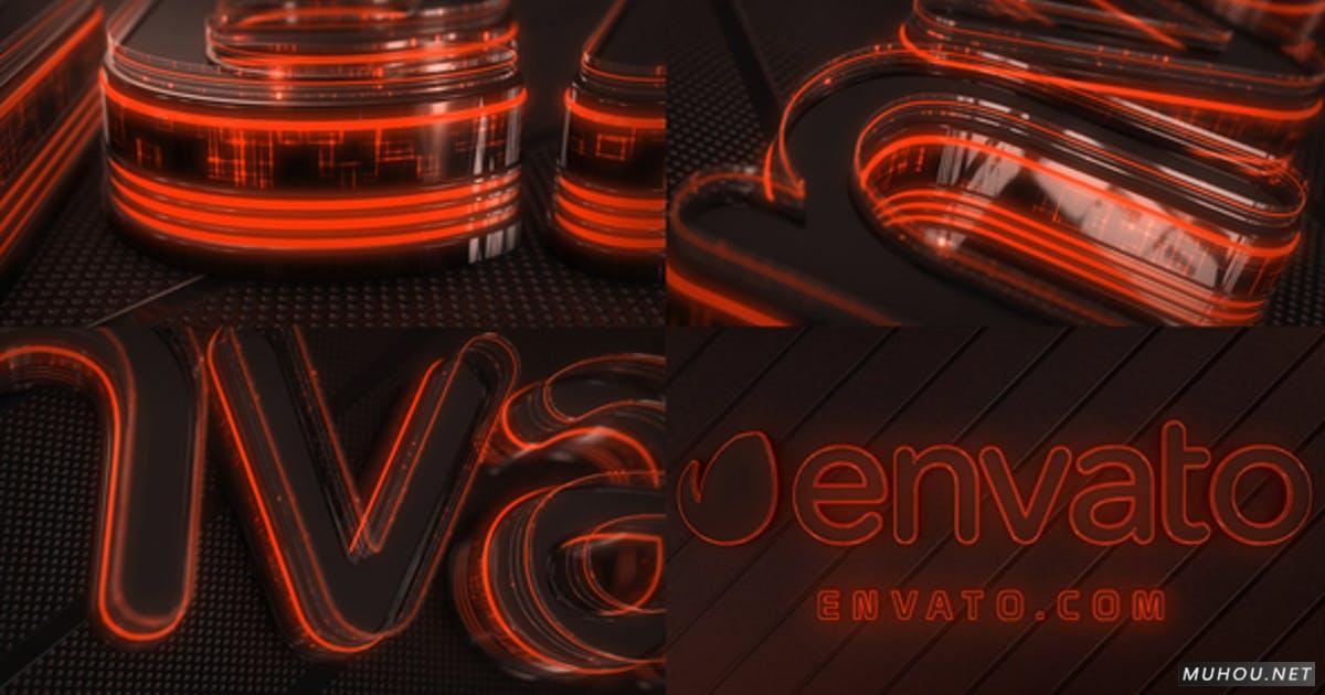 Neon Techno赛博朋克半透明质感标志视频AE模板