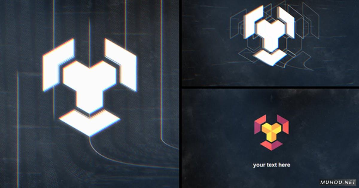Tech Glitch科技公司logo商标动画视频AE模板