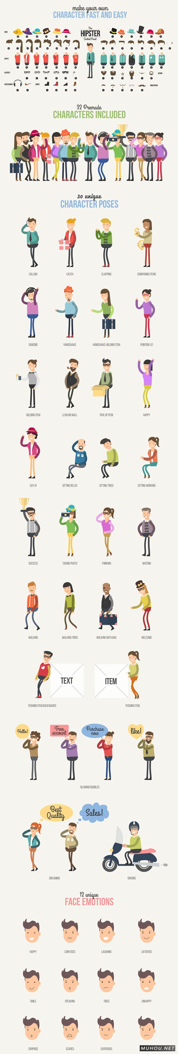 1500种二维卡通人物角色MG动画工具包AE模板视频素材 Hipster Explainer Toolkit & Flat Animated Icons Library插图1