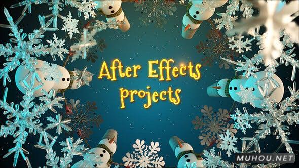 圣诞秀冰雪节日开场视频AE模板插图