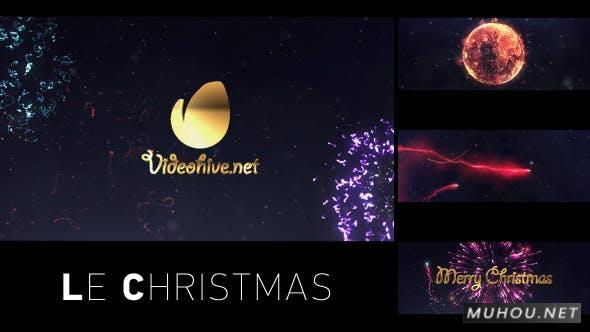 Le Christmas绚丽新年节日喜庆logo片头视频AE模板插图