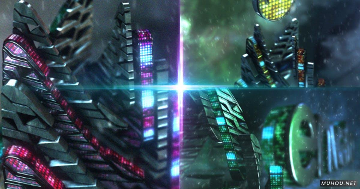 现代圣诞节科技元素3d logo视频AE模板
