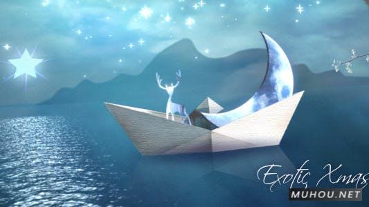 异国情调创意月亮小船圣诞节视频AE模板插图