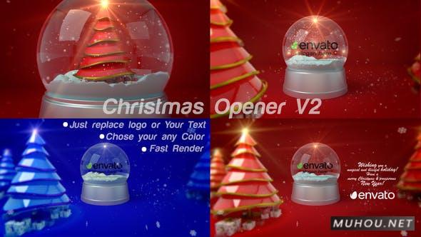 Christmas Opener_V2圣诞节礼物雪花球3D视频AE模板插图