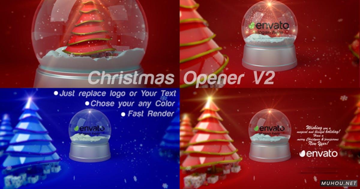 Christmas Opener_V2圣诞节礼物雪花球3D视频AE模板