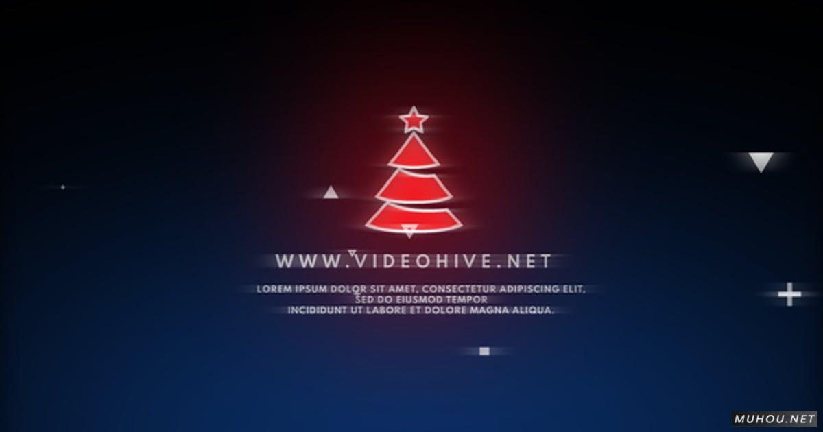 Christmas Glitch Logo简单快乐的圣诞礼物视频AE模板