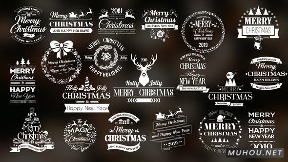 二十件圣诞徽章花字标签视频AE模板插图