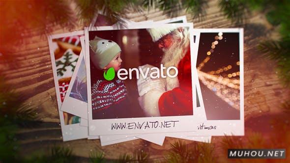 圣诞照片片头照片堆叠视频AE模板插图